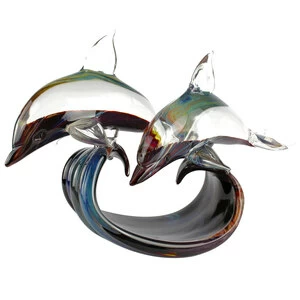 4242 ORIGINALMURANOGLASS Скульптура Два Дельфина - автор Andrea Tagliapietra - муранское стекло 46 см