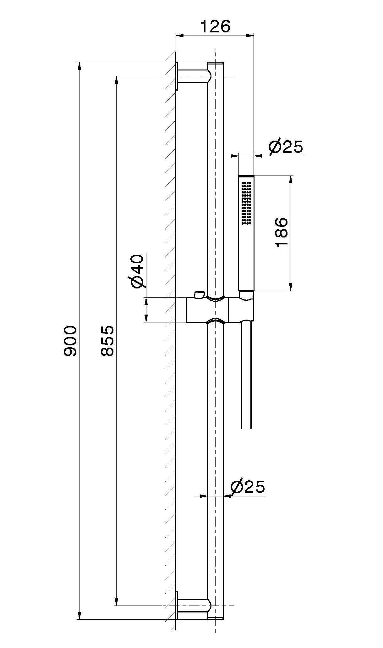 Подъемный стержень с ручным душем Newform набор для душа ARCH-00071504 - Вид №2