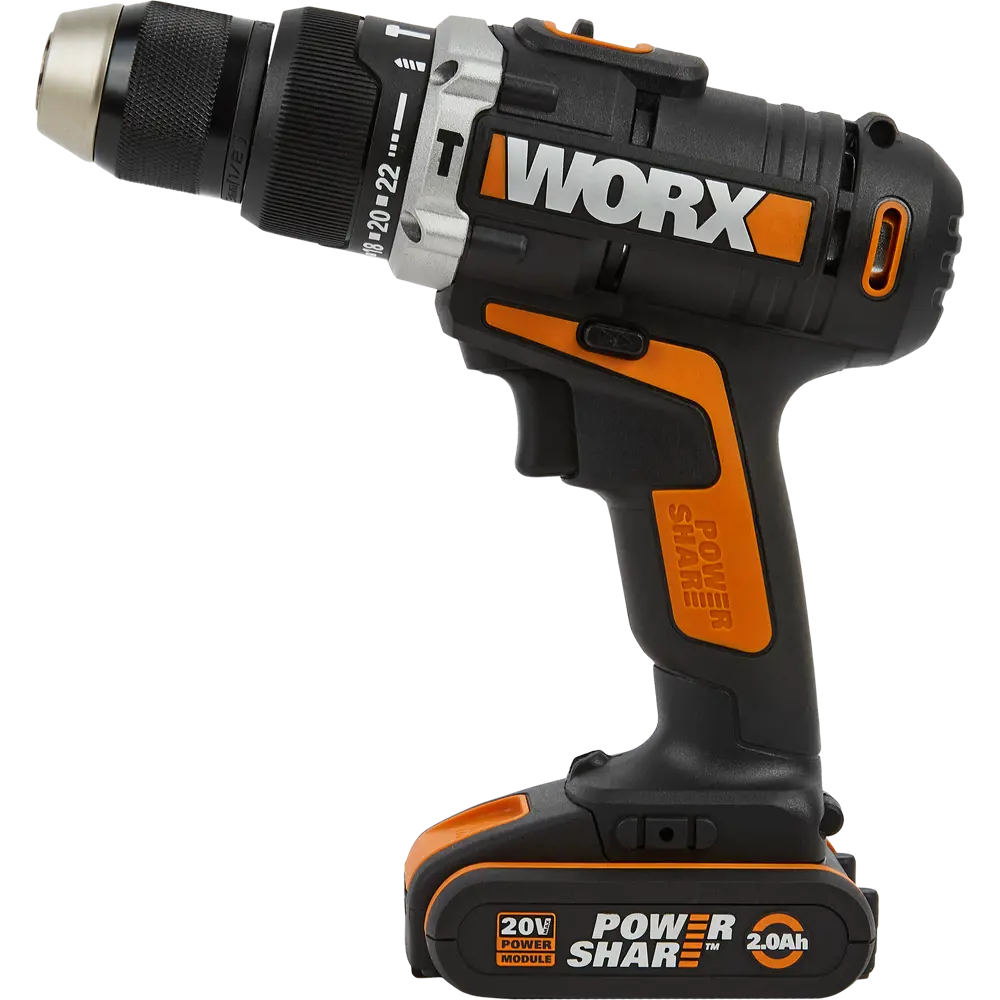 Дрель-шуруповерт аккумуляторная ударная Worx WX372, 20 В Li-ion 2x2 Ач STLM-2083519 - Вид №1