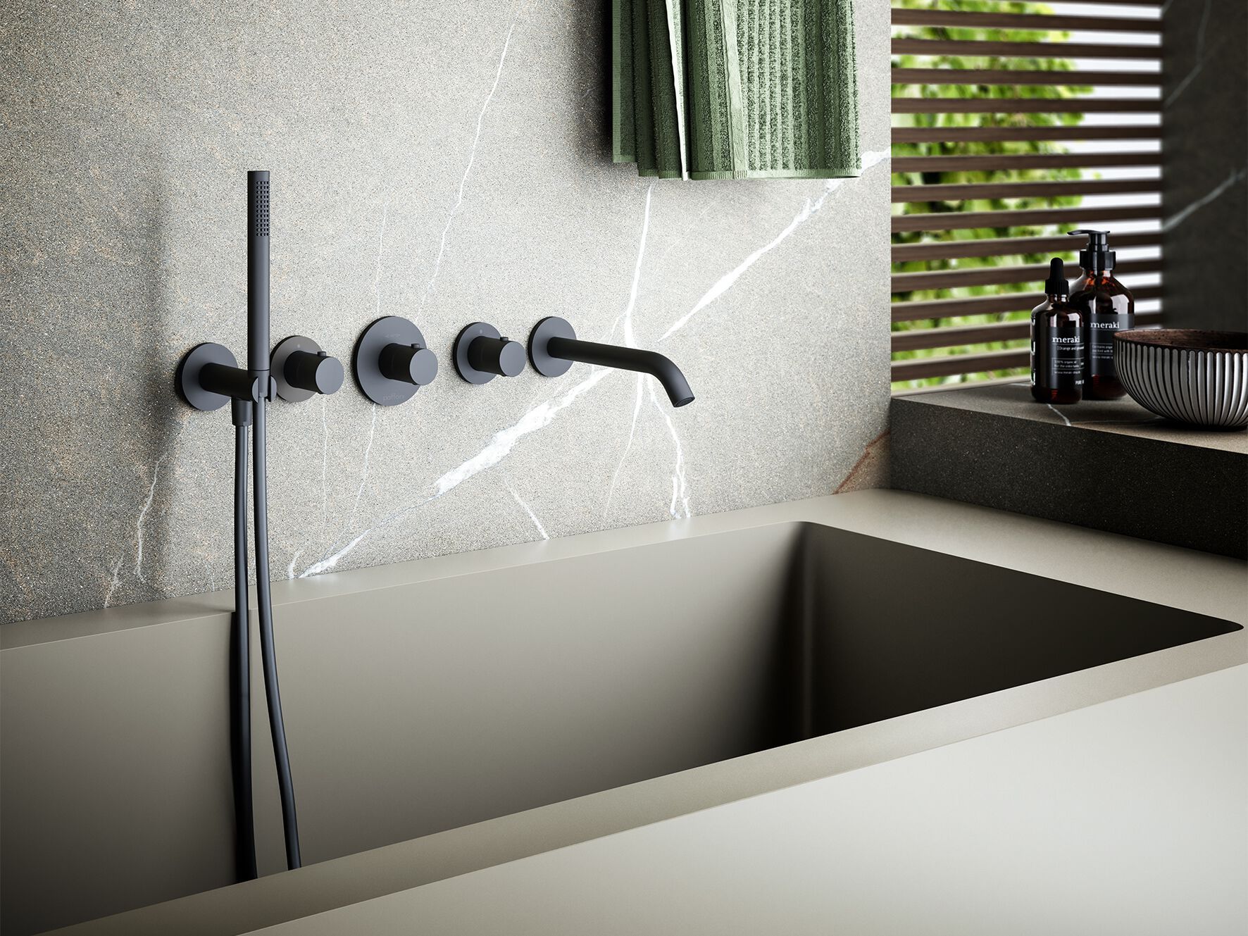 Термостатический настенный смеситель для ванны с ручным душем RUBINETTERIA PAFFONI Modular Box ARCH-00100372 - Вид №1