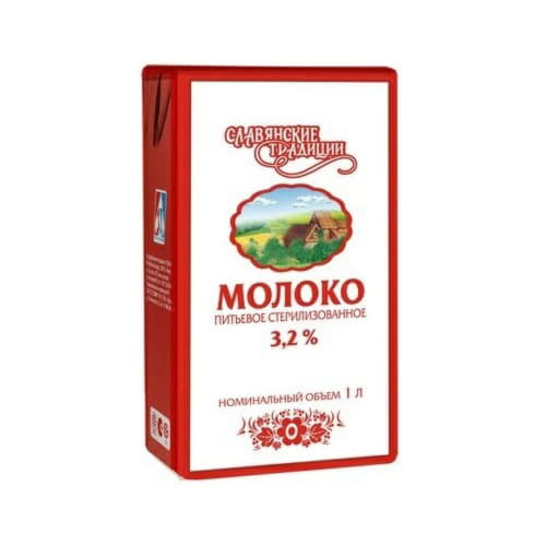 Молоко стерилизованное 3,2% Славянские традиции 1 л БЗМЖ Santreyd 21173 - Вид №1