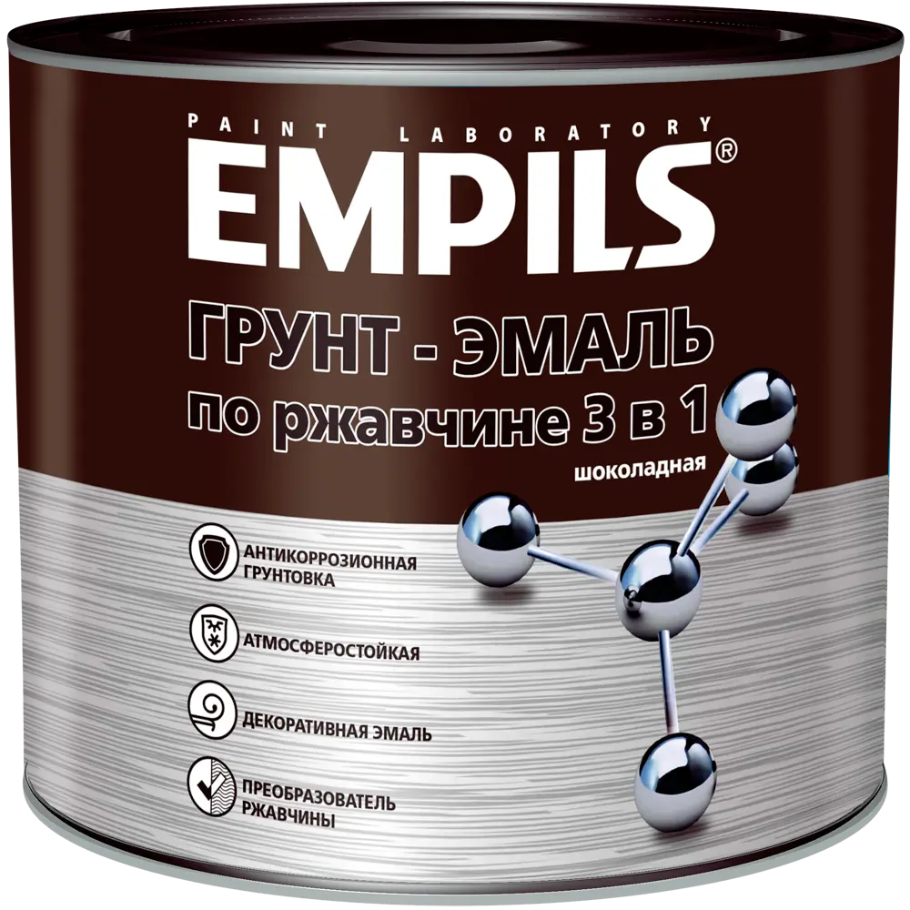 Грунт-эмаль по ржавчине 3в1 Empils PL гладкая цвет шоколад 2.7 кг STLM-2015417 - Вид №1