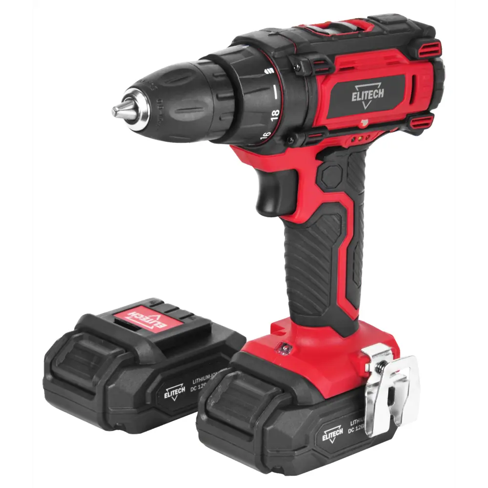 Дрель-шуруповерт аккумуляторная Elitech ДА 20-2СЛ E2201.023.01, 20 В Li-ion 2x2 Ач STLM-2150203