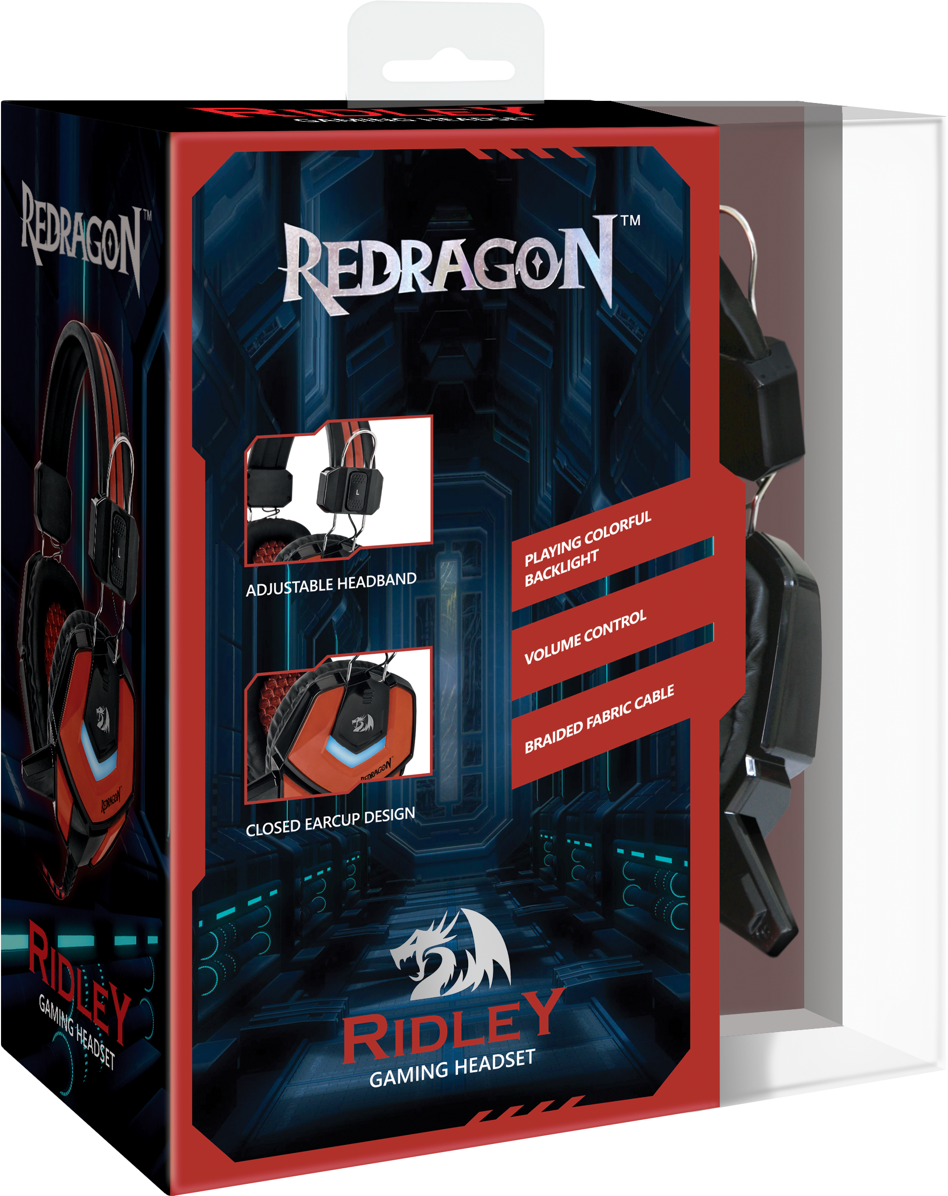 64204 игровая гарнитура ridley красный + черный, кабель 2,2 м Redragon Santreyd  - Вид №6