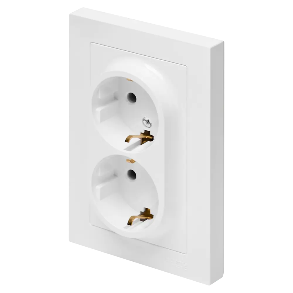 Розетка двойная встраиваемая Systeme Electric AtlasDesign с заземлением цвет белый STLM-2150282 - Вид №1