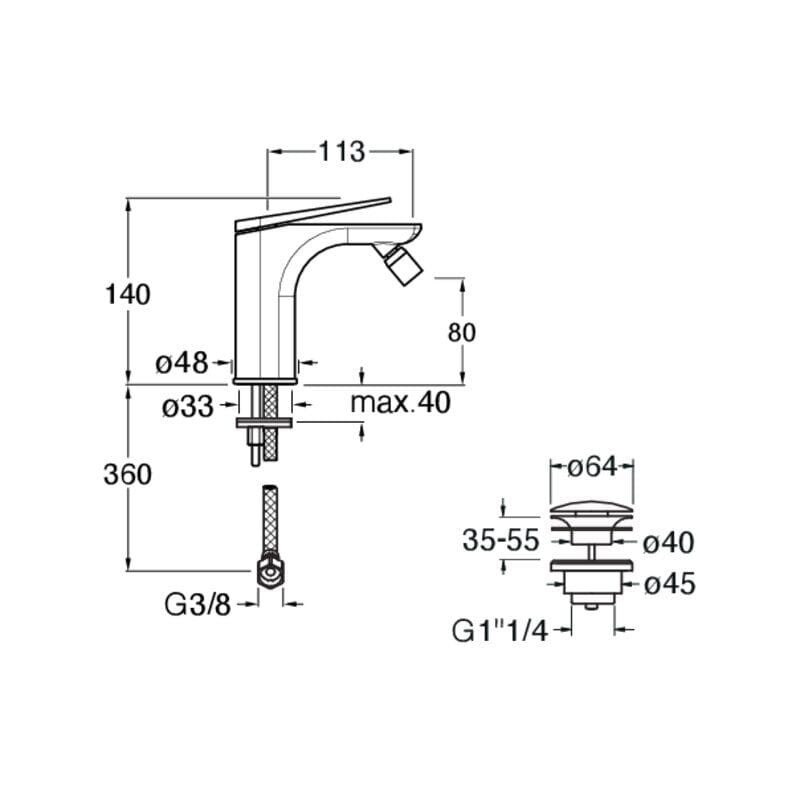 Смеситель для биде с одной ручкой CRISTINA Rubinetterie Blade ARCH-00062965 - Вид №2
