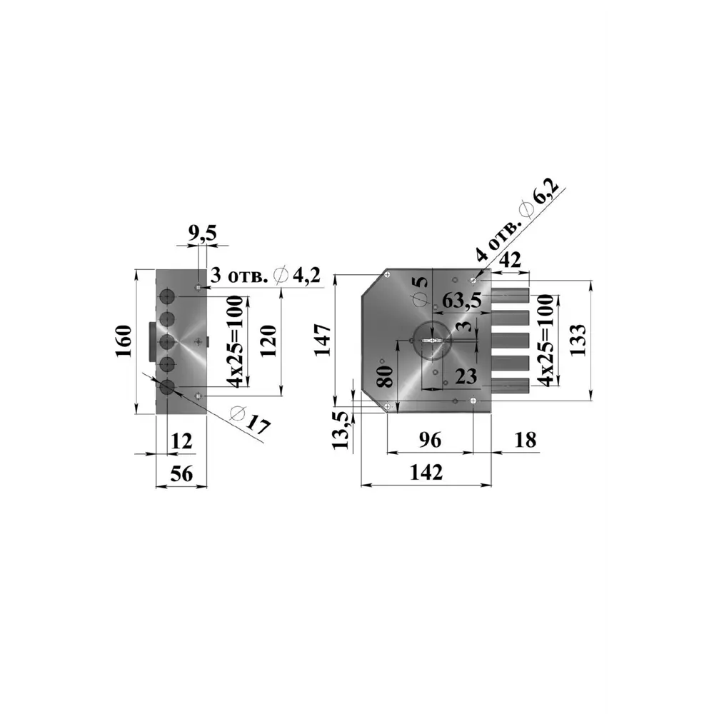 Замок накладной Эталон-Н, цвет коричневый 82247607 STLM-2182285 ГЕРИОН  - Вид №3