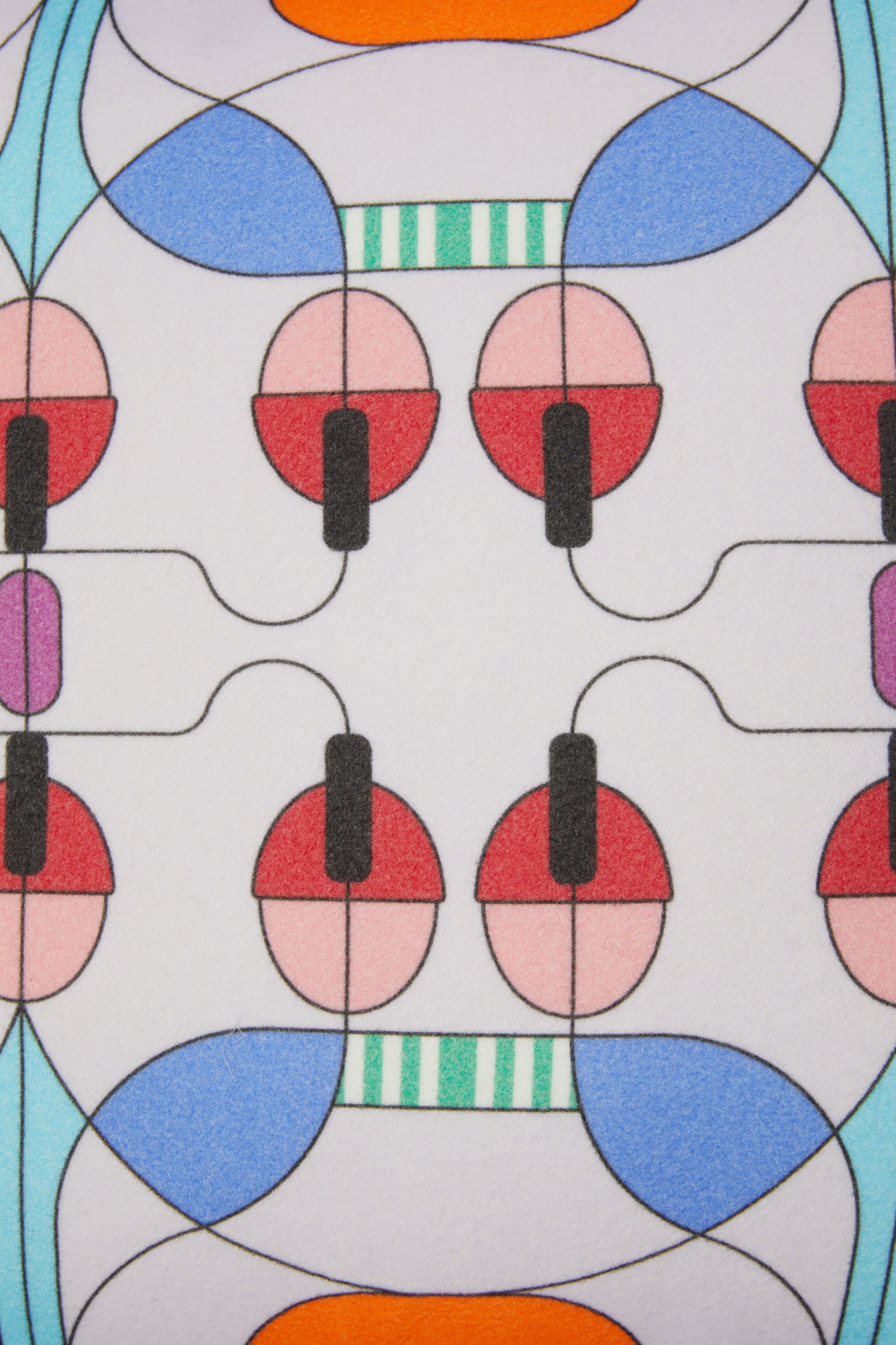 Многоцветный плед с графическим рисунком из мериносовой шерсти Lanerossi Колокольчик ARCH-00050486 - Вид №3