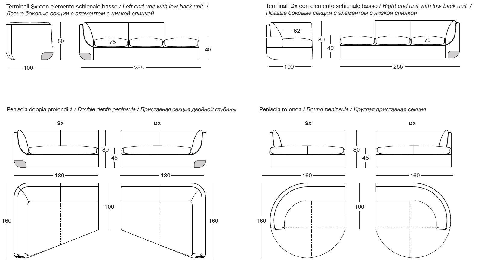 Угловой диван из кожи и ткани Longhi Loveluxe 2021-Rhythm'21 collection ARCH-00044116 - Вид №12