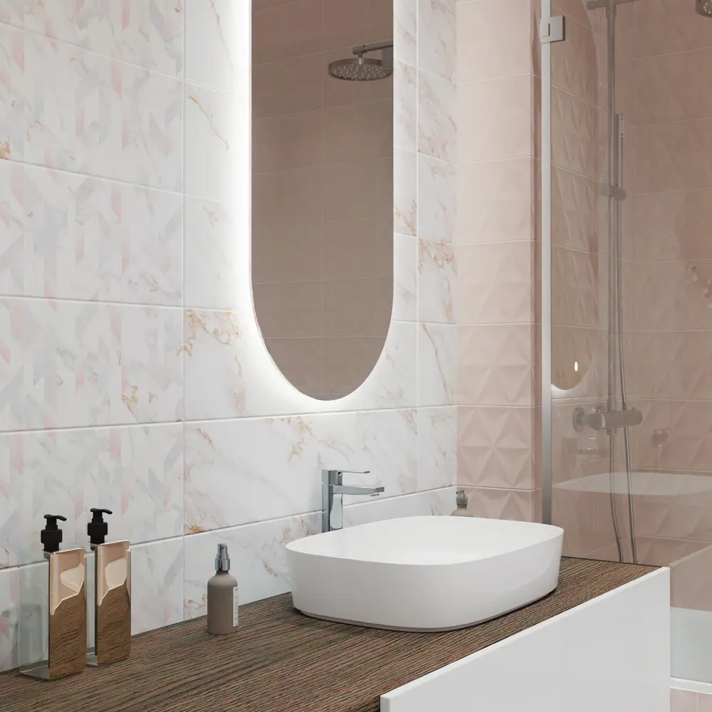 Настенная плитка KREAFORTA Mersey MonoR 20x40 см 1.62 м² матовая цвет розовый STLM-2108071 - Вид №7