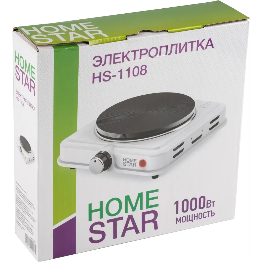 Электрическая настольная плита Homestar HS-1108 21.1 см 1 конфорка цвет белый Santreyd STLM-2184052 - Вид №4