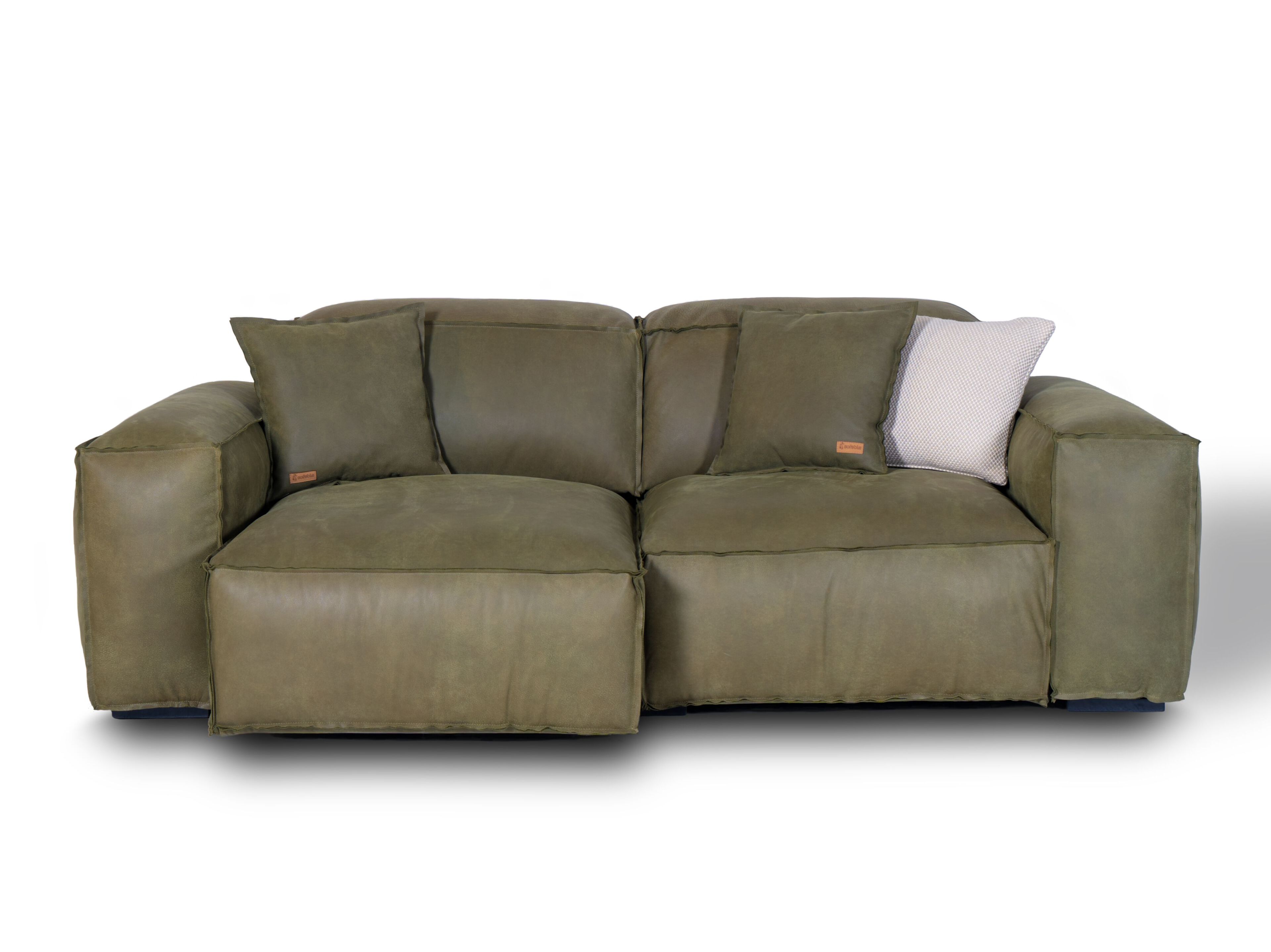 2-местный секционный диван из кожи с эффектом старения Mantellassi 1926 Placido ARCH-00074951 - Вид №1