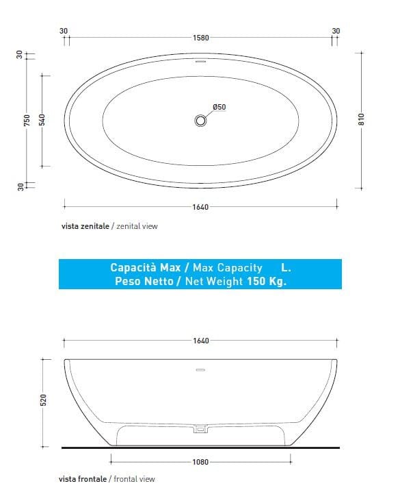 Овальная каменная ванна в центре комнатыluce® Ceramica Flaminia приложение ARCH-00115494 - Вид №4