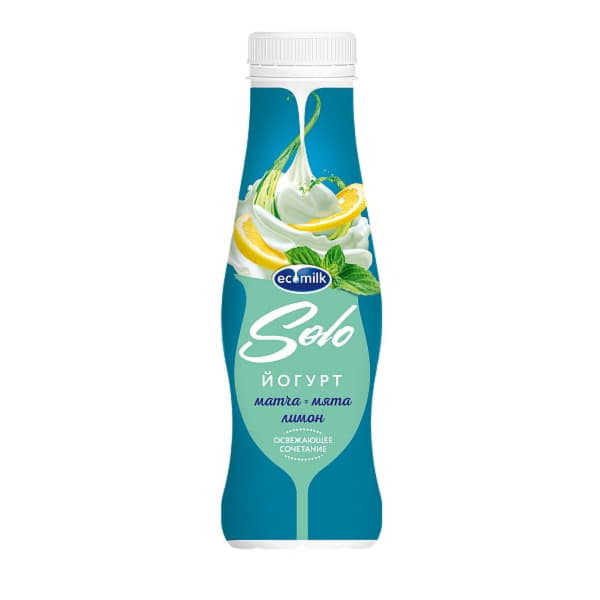 Йогурт питьевой с матча мятой и лимоном 2,8% Экомилк Solo 290 г БЗМЖ Santreyd 21121