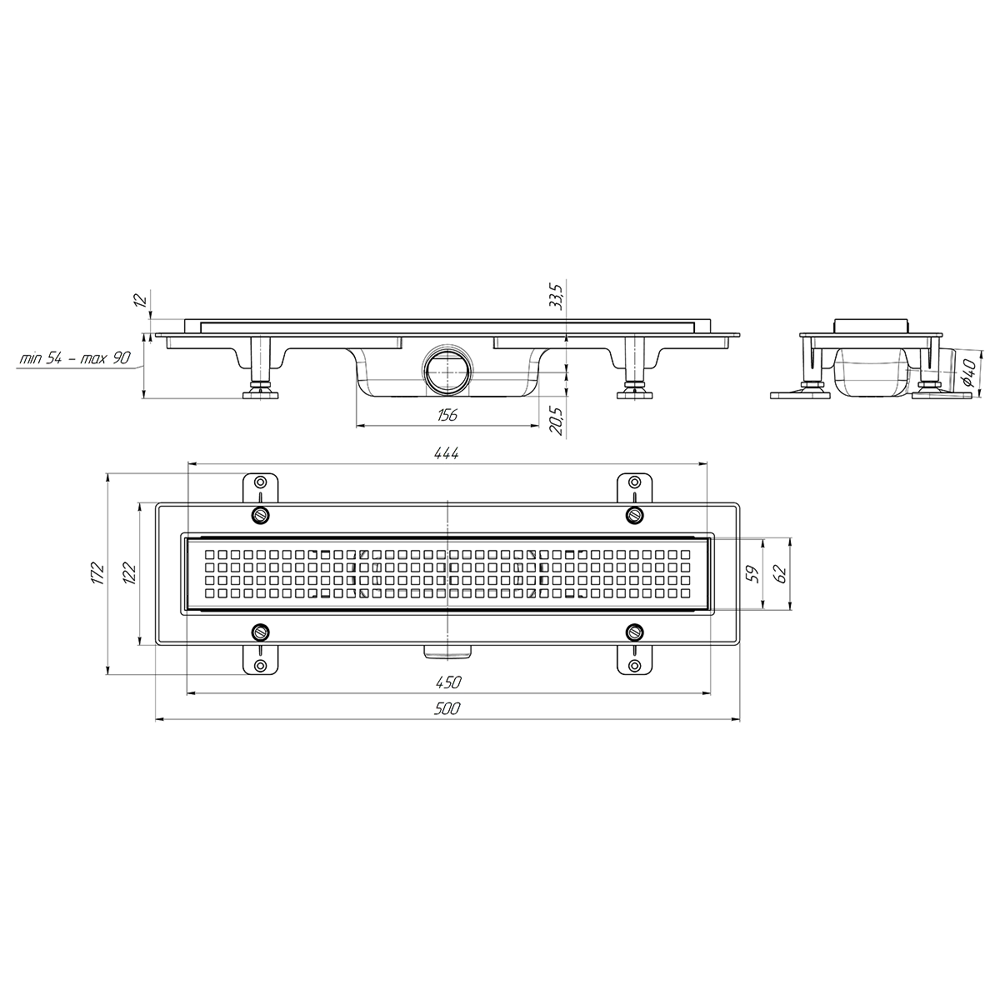 Трап для душа Equation комбинированный затвор 450x62 мм пластик цвет серый/серебристый STLM-2006206 - Вид №2