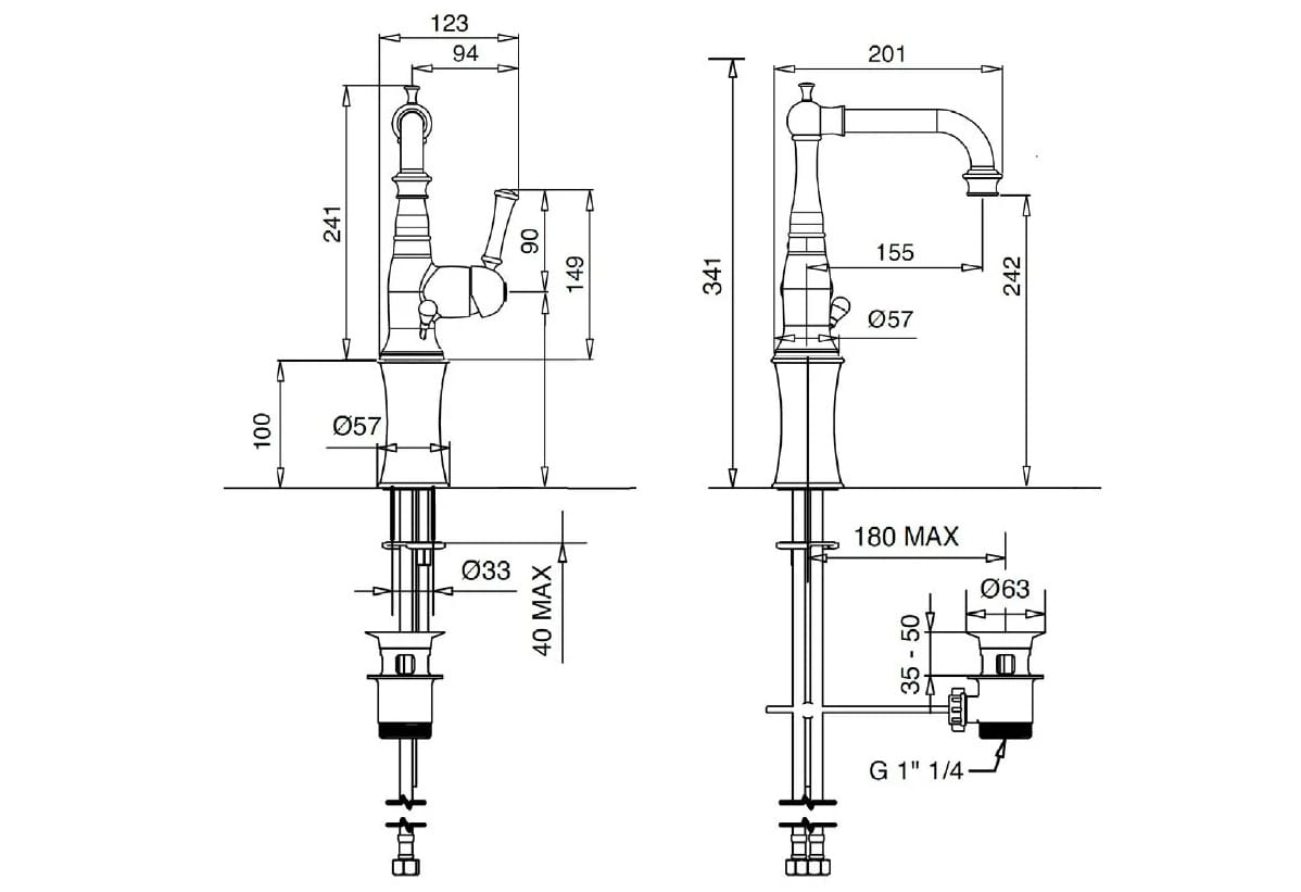 Однорычажный смеситель для раковины с автоматическим сливом Gaia Mobili Complements ARCH-00087123 - Вид №2