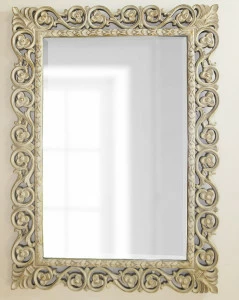 Зеркало настенное прямоугольное в раме цвета слоновой кости "Бергамо" LOUVRE HOME НАСТЕННЫЕ ЗЕРКАЛА 036125 Золото