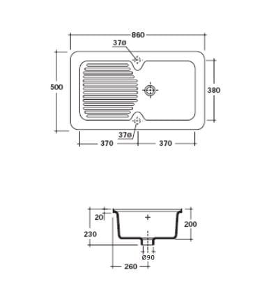 Встраиваемая раковина с одной чашей с поддоном Galassia GENIUS 86 ARCH-00068984 - Вид №1