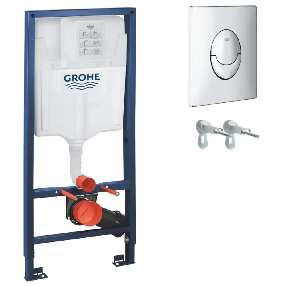 Комплект инсталляция и унитаз Grohe безободковый с микролифтом клавиша цвет хром Rapid SL STLM-2028558 - Вид №1