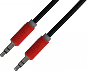 GCR-AVC015-1.5m кабель аудио 1.5m jack 3,5mm/jack 3,5mm черный, красные коннекторы, 28 awg, m/m, , экран, стерео Greenconnect