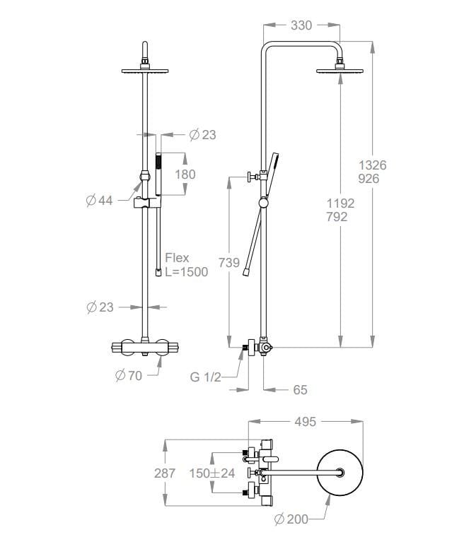 ABS термостатическая душевая колонка с ручным душем Fir Italia душевые колонны ARCH-00075131 - Вид №2