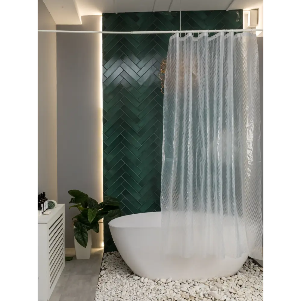 Штора для ванной с кольцами Swensa Slip 3D 180x195 см EVA цвет прозрачный STLM-2171505