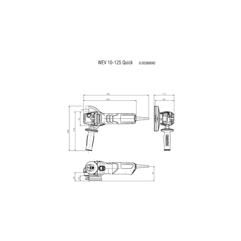 УШМ (болгарка) Metabo WEV 10-125 Quick, 600388950, 1000 Вт, 125 мм STLM-2202405 - Вид №6