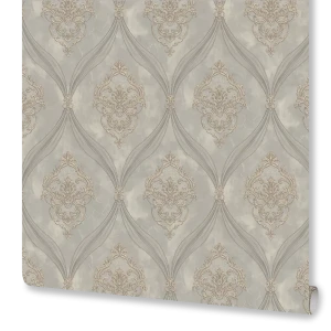 Обои флизелиновые Euro Decor Matilda с вензельным рисунком, коричневые 1.06 м 89417216