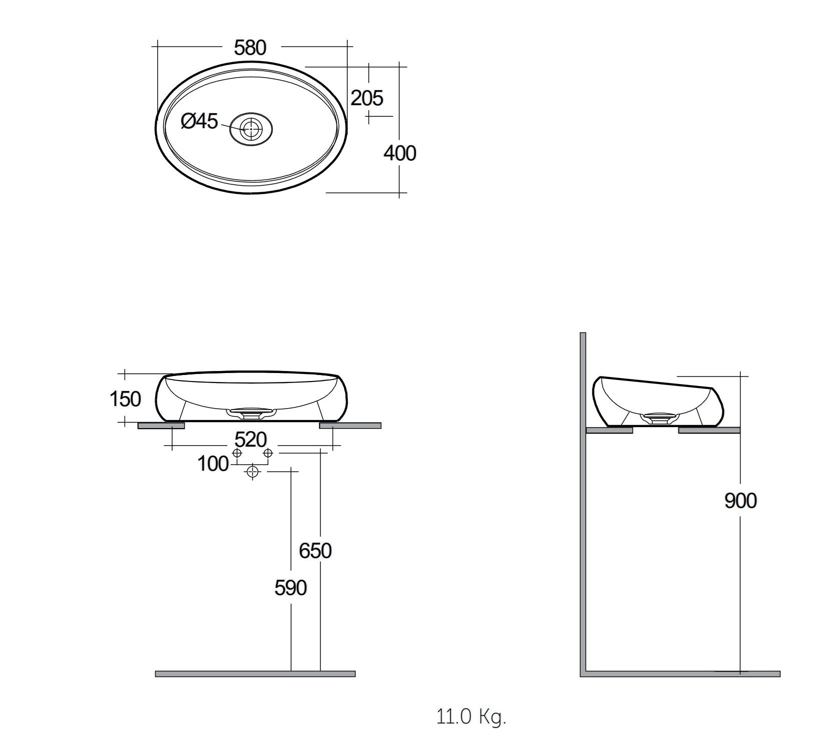 Керамическая столешница RAK Ceramics RAK-Cloud Matt Black ARCH-00148746 - Вид №3