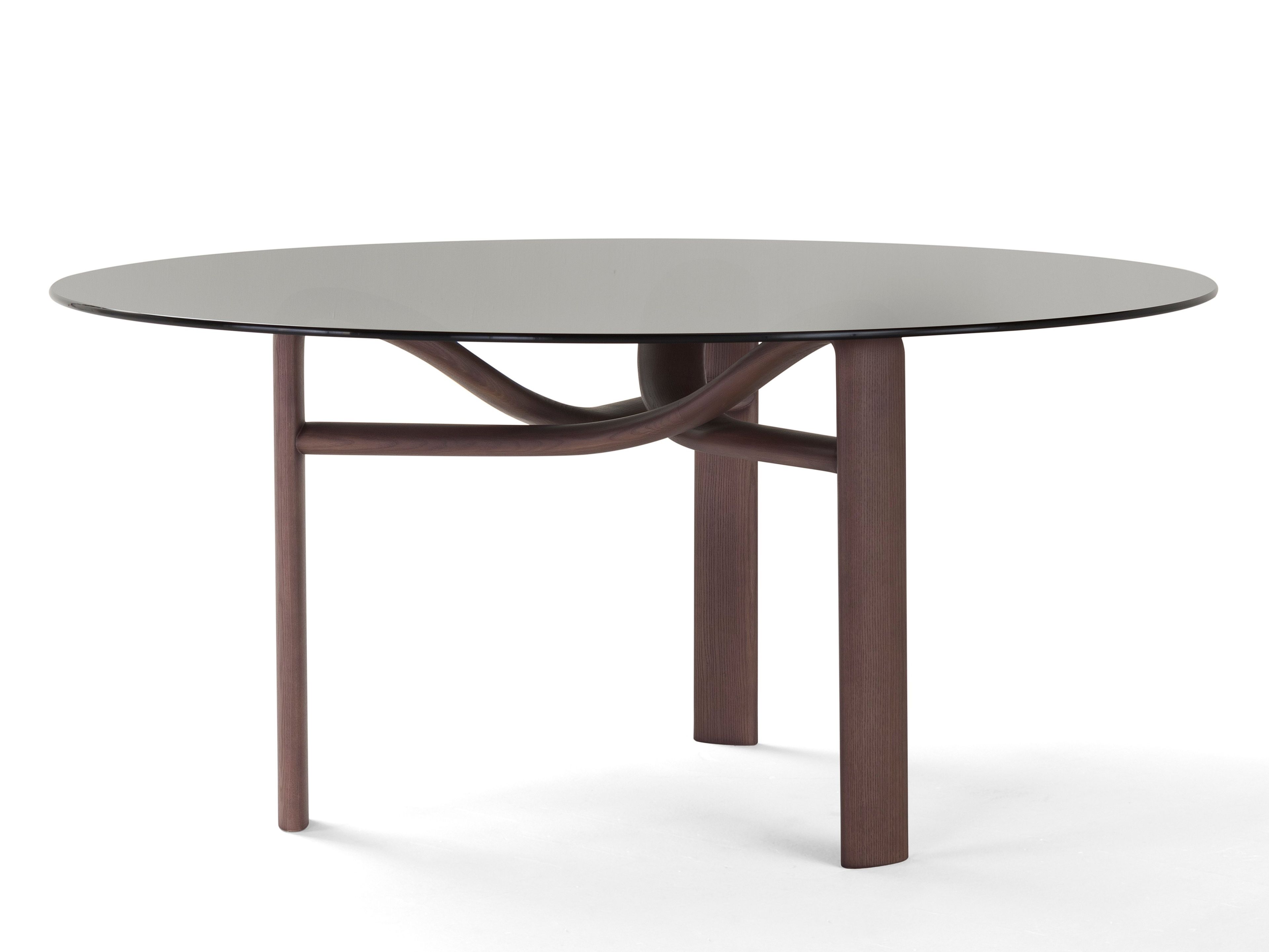 Круглый обеденный стол из дерева и стекла Amura ARCH-00026950 - Вид №6