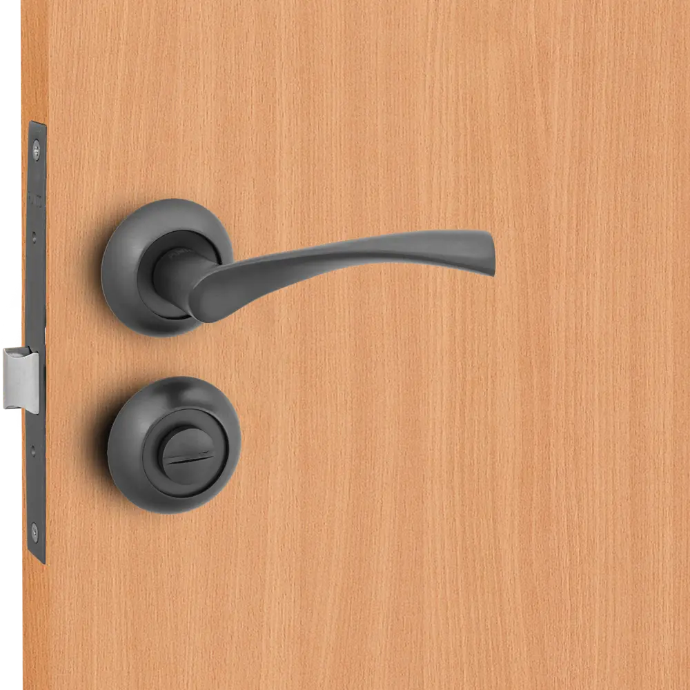 Дверные ручки Punto Crona с запиранием комплект цвет графит STLM-2088555 - Вид №7