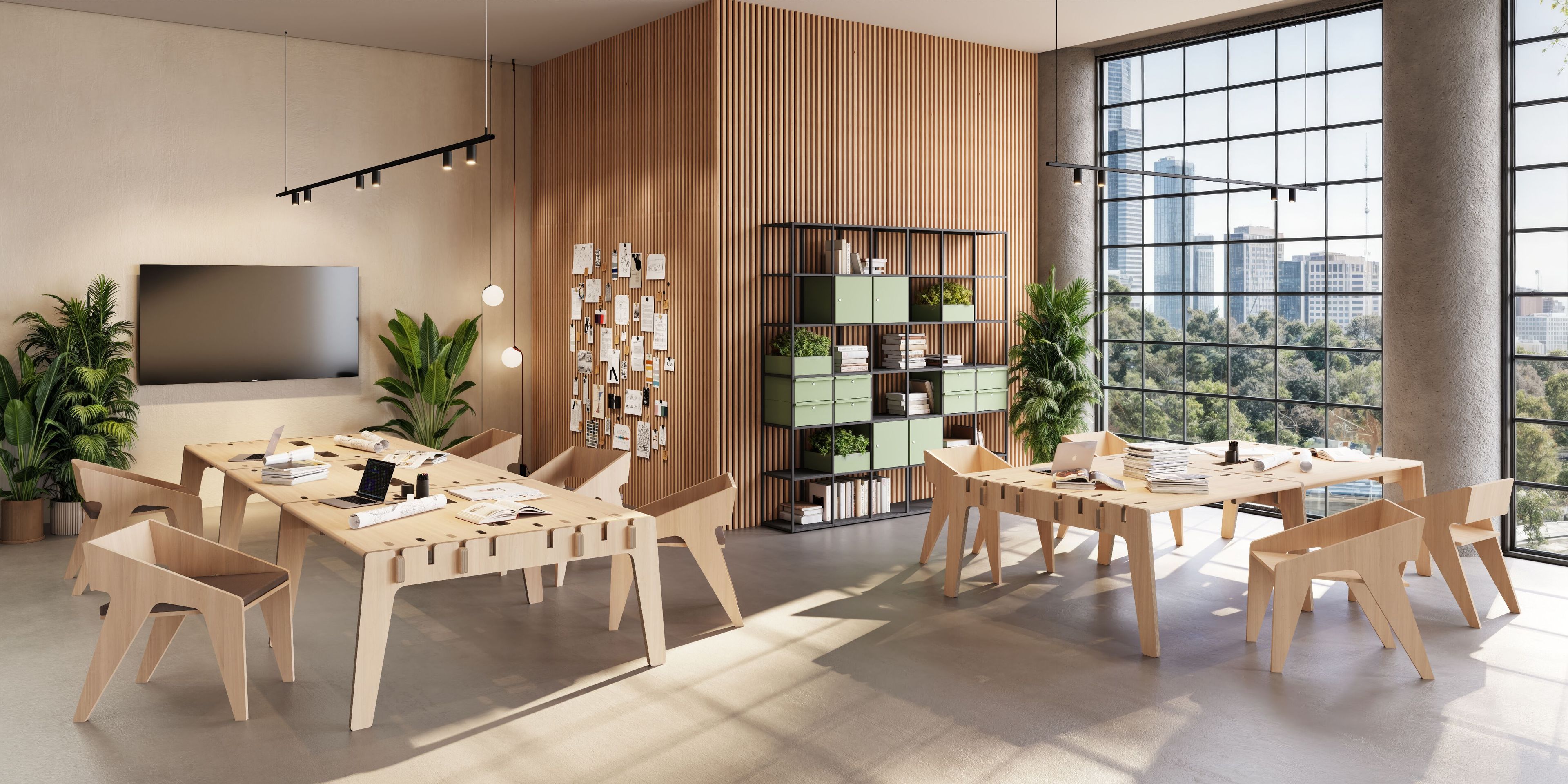 Секционный стол из тополя CUF Milano INTERLOCKING SYSTEM ARCH-00080346 - Вид №1