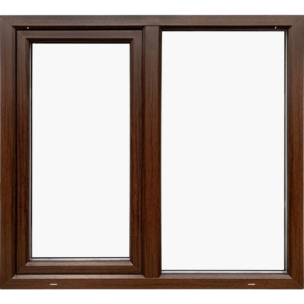 Окно пластиковое ПВХ VEKA двустворчатое 1270x1200 мм (ВxШ) однокамерный стеклопакет белый/темный дуб STLM-2038129