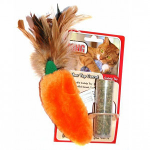 Т0037641 Игрушка для кошек Морковь плюш с тубом кошачьей мяты 15см KONG