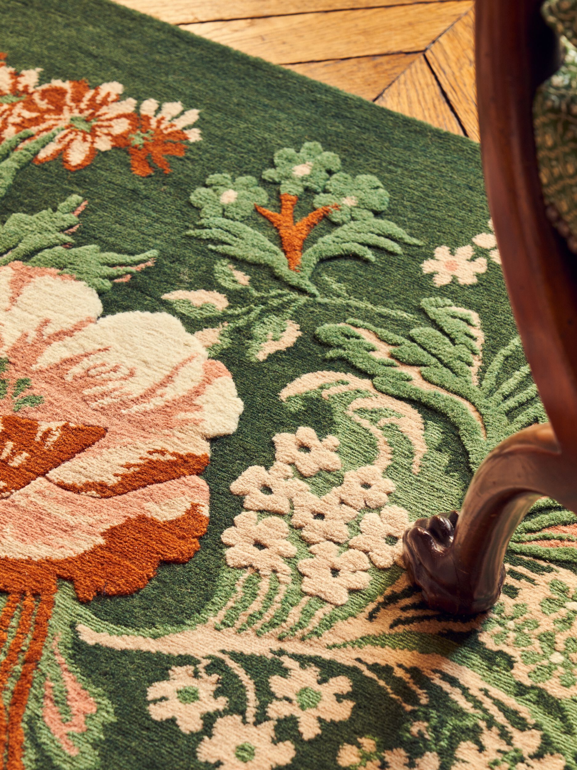 Изготовленный на заказ шерстяной прямоугольный цветочный ковер LELIEVRE Quenin-Belle Époque ARCH-00058485 - Вид №5