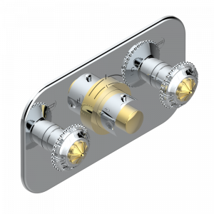 G14-5401BEH Накладка с ручкой регулировки температуры и двумя маховиками для термостатического смесителя с горизонтальной установкой Thg-paris Versailles Хром/золото