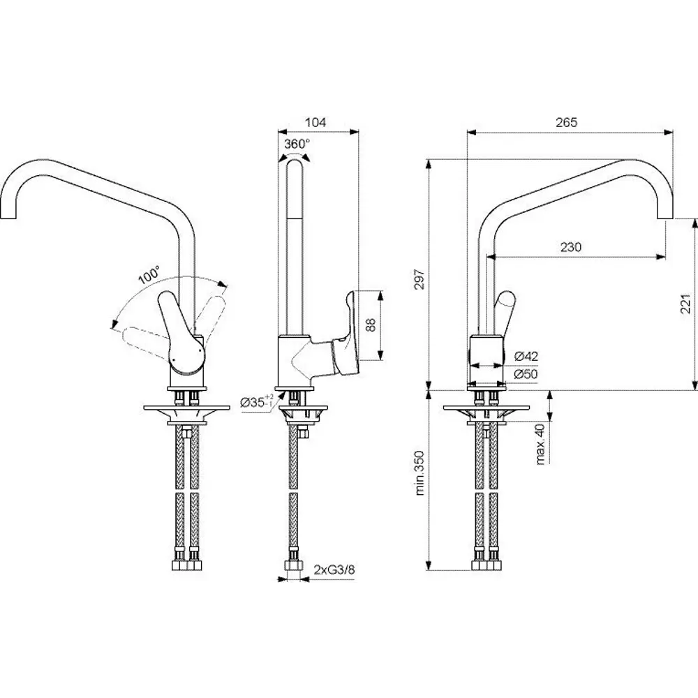 Смеситель для кухни Ideal Standard Alpha цвет хром STLM-2032364 - Вид №6