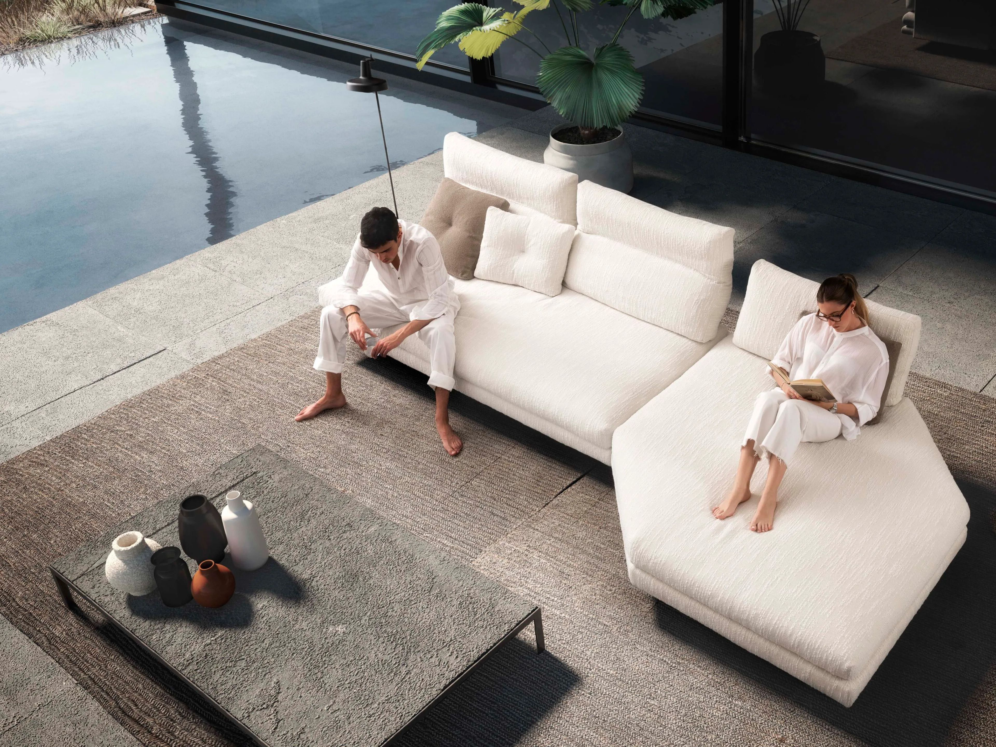 Угловой садовый диван из ткани VALENTINI камень ARCH-00127840 - Вид №4