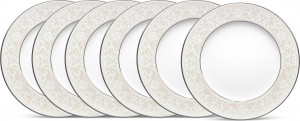 10665424 Noritake Набор из 6 тарелок закусочных Noritake "Монтвейл, платиновый кант" 21см Фарфор костяной