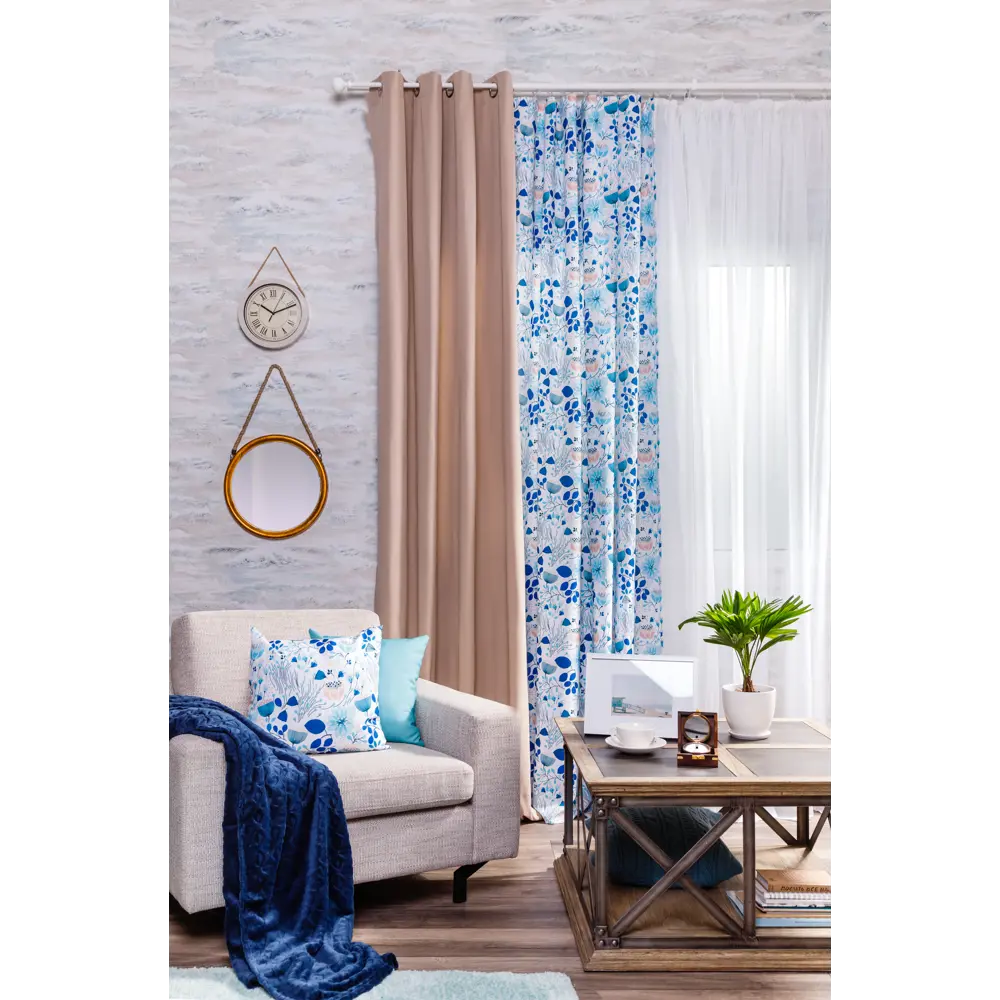 Штора на ленте «Голубой Лотос», 145х260 см, цвет голубой ВАСИЛИСА STLM-2106769 - Вид №5