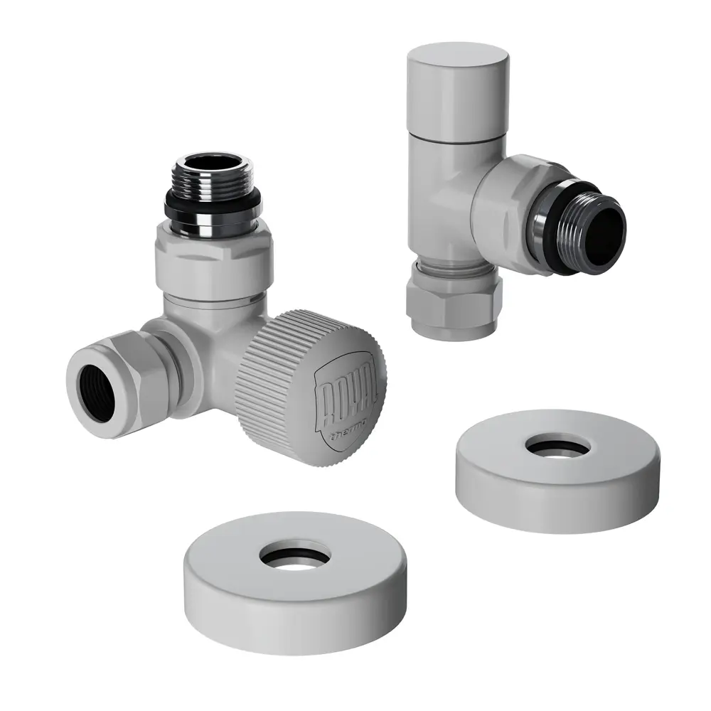 Термостатический комплект для радиатора трехосевой Royal Thermo Design Pro 1/2" латунь цвет белый STLM-2015423