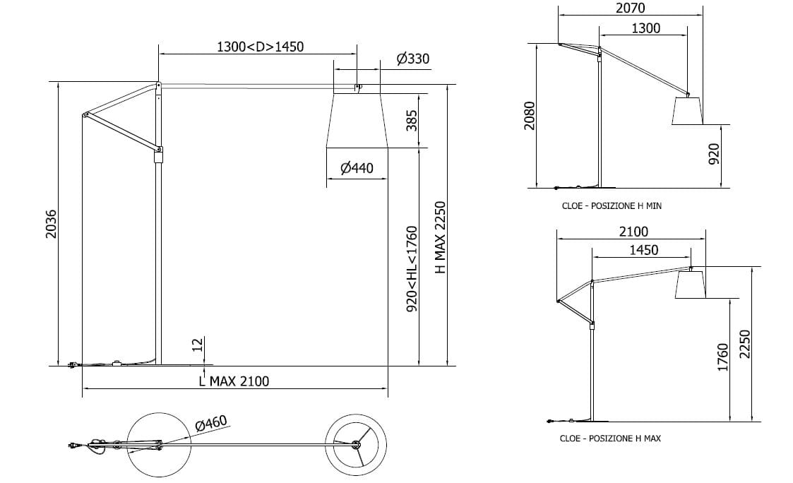 Регулируемая металлическая напольная лампа Bontempi Casa CLOE ARCH-00136524 - Вид №5