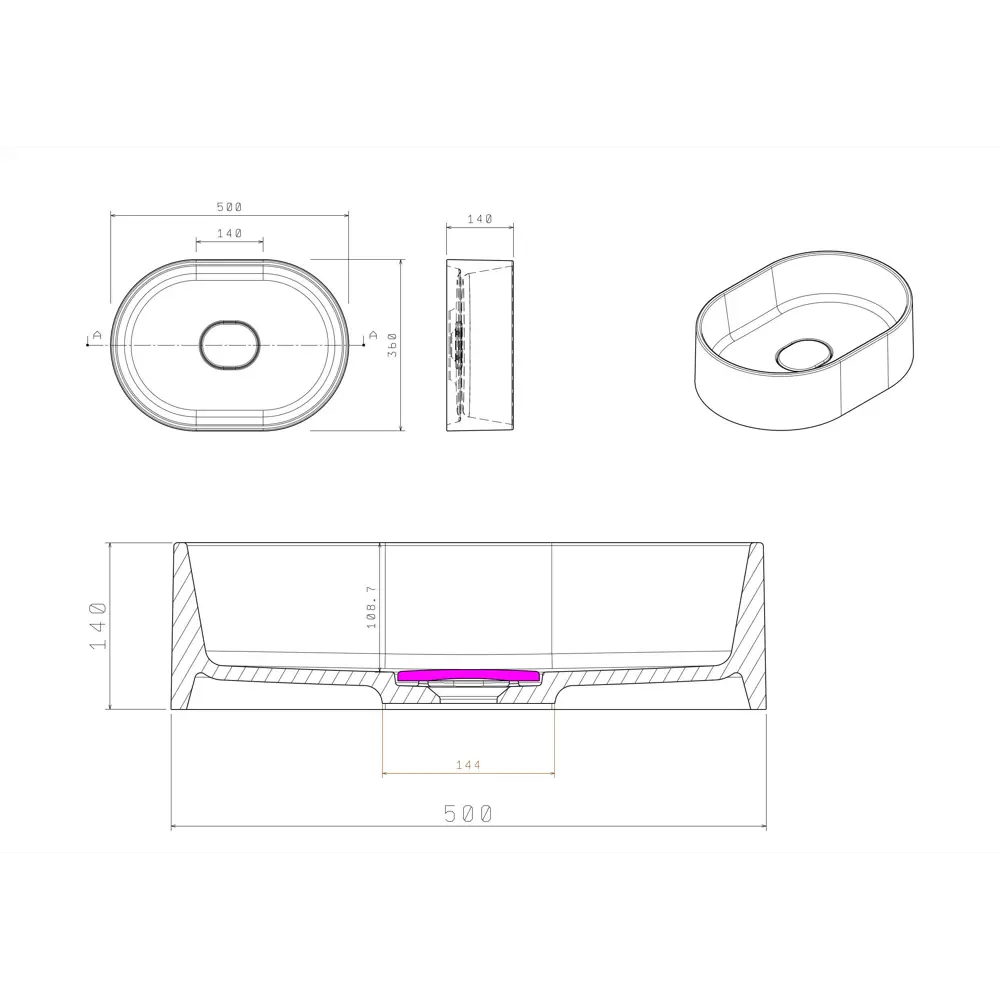 Santreyd Oval CM — накладная раковина из литьевого мрамора чёрного цвета 86238964 Mira STLM-0067267 - Вид №5