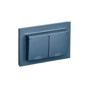 Розетка двойная встраиваемая IEK Brite РСбш12-3-44-БрМ с заземлением с крышкой цвет маренго