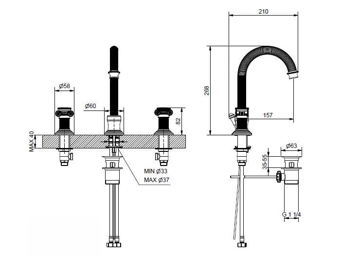 Смеситель для раковины из хромированной латуни Bugnatese Olympia ARCH-00042156 - Вид №1