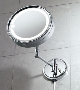 2105(13) Gedy, G-Laurent, настенное косметическое зеркало с 2-х кратным увеличением и подсветкой, цвет хром