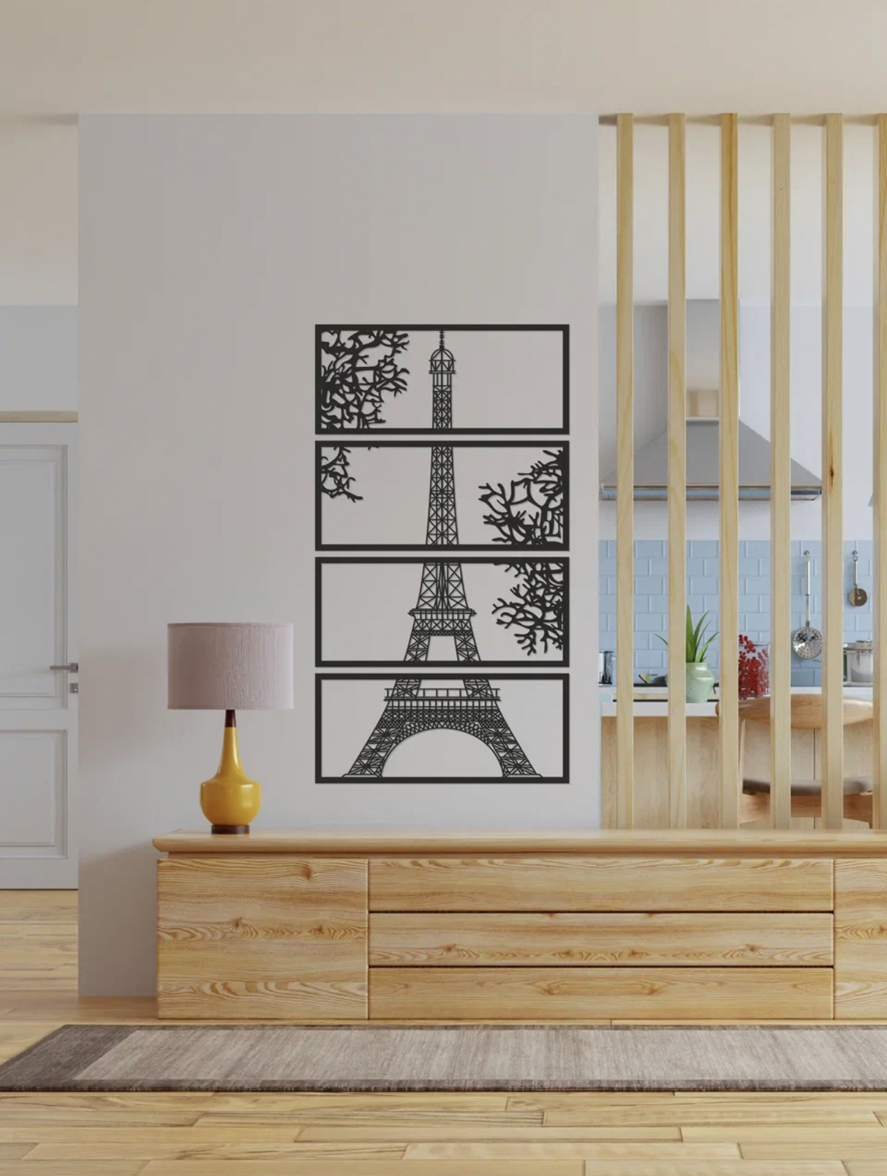 91017757 Декоративное деревянное панно малое "Париж" цвет черный STLM-0443173 ARTCORE