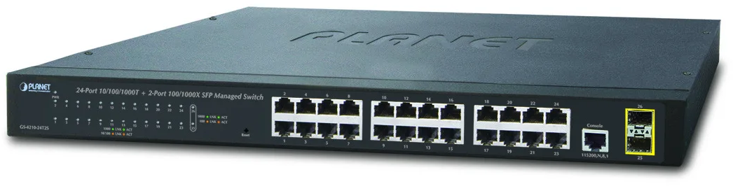 GS-4210-24T2S Planet ipv4/ipv6, 24-port 10/100/1000base-t + 2-port 100/1000mbps sfp l2/l4 snmp manageable gigabit ethernet switch PLANET Technology Corporation Santreyd 