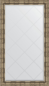 BY 4222 Зеркало с гравировкой в багетной раме - серебряный бамбук 73 mm EVOFORM Exclusive-G