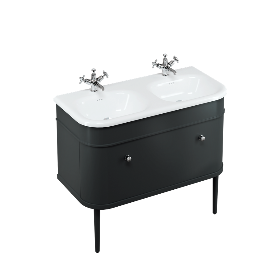 Burlington Chalfont Chalfont 1000мм Тумба с одним выдвижным ящиком - Матовый черный с матовыми черными ногами CH100MB-CHLEGMB 